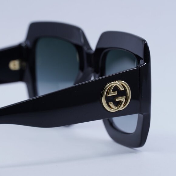 Gucci GG0053SN 001 Sunglasses Black Square Frame, Grey Gradient Lenses main image 5